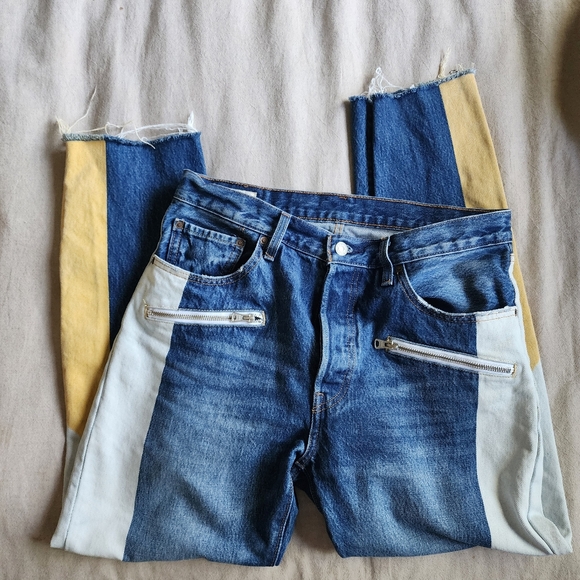 LEVIS 501 Straight Colorblock Moto Jeans - Picture 2 of 4